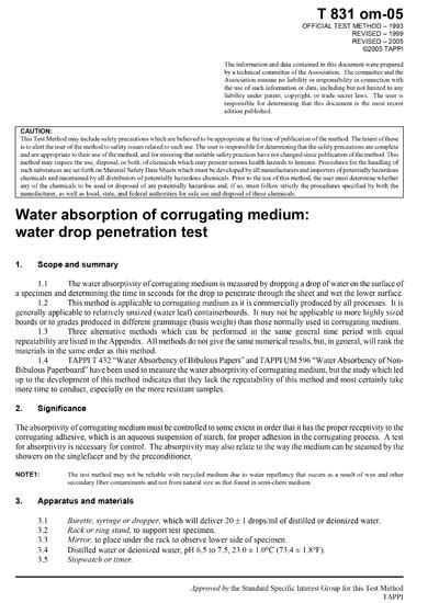 tappi water drop test|water drop absorption.